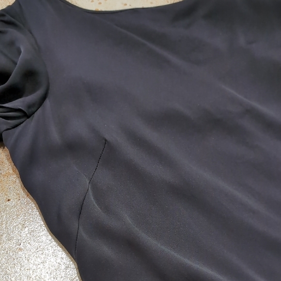 Milly | Silk Stretchy Black Mini Dress with Butterfly Sleeves Size 14 - Picture 8 of 12